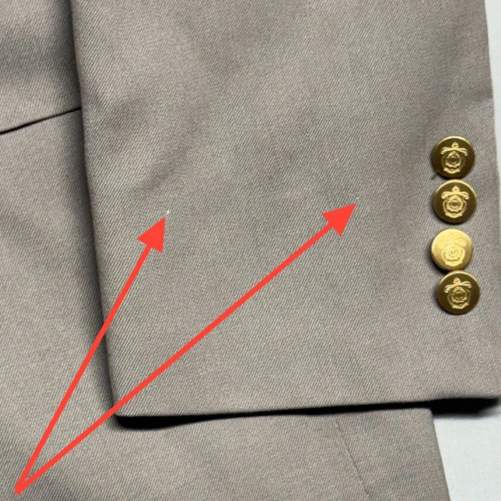 Christian Dior Monsieur Vintage Blazer 38R Taupe Gold Crest Buttons Union Made